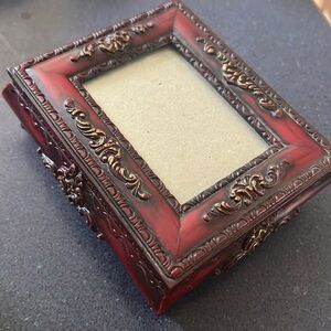 Red wood picture frame jewelry box